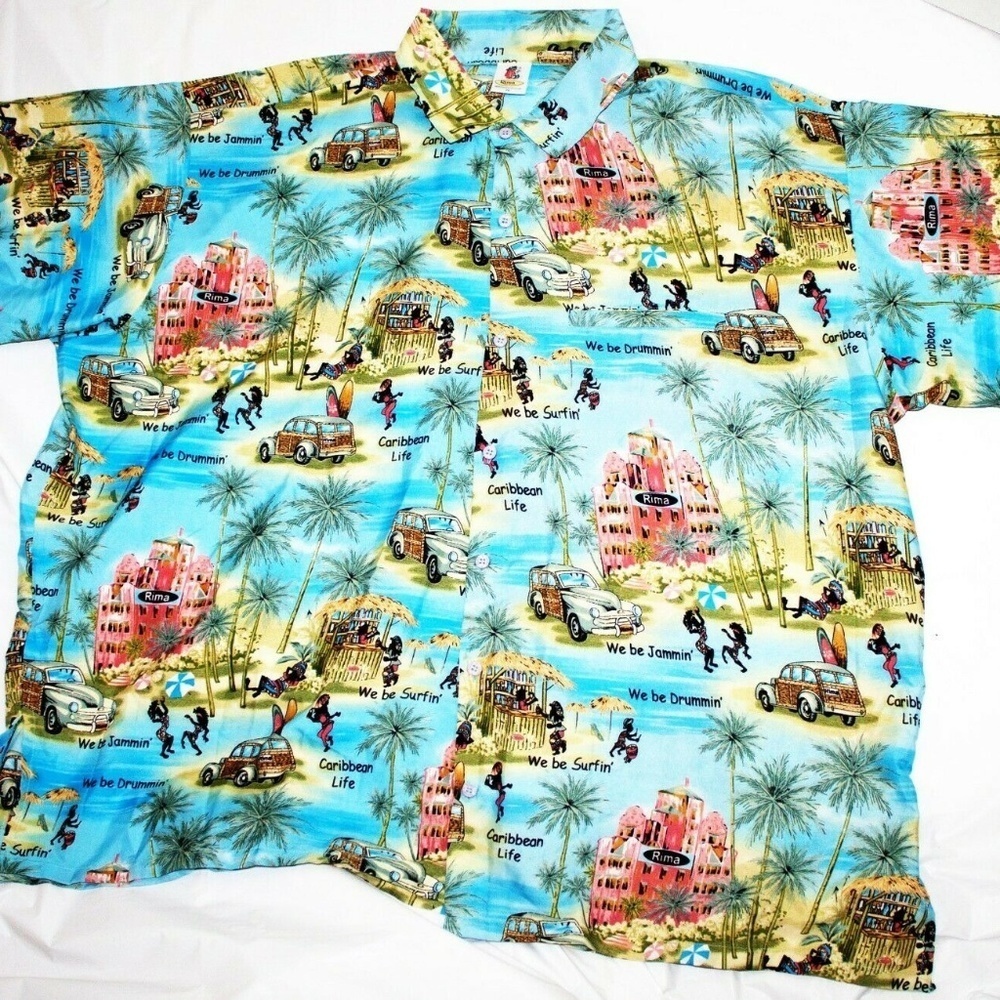 Rima Mens Hawaiian Camp Caribbean‎ Short Sleeve But